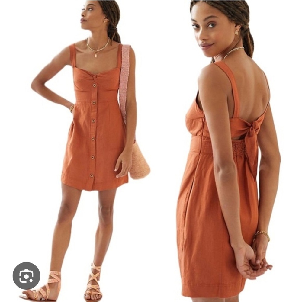 Anthropologie Maeve twist front linen dress